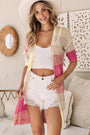 Short Sleeve Ombre Eyelet Knitted Cardigan Florida Girl Fashion Boutique