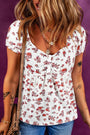 Boho Floral Cinched Short Sleeve Blouse Florida Girl Fashion Boutique
