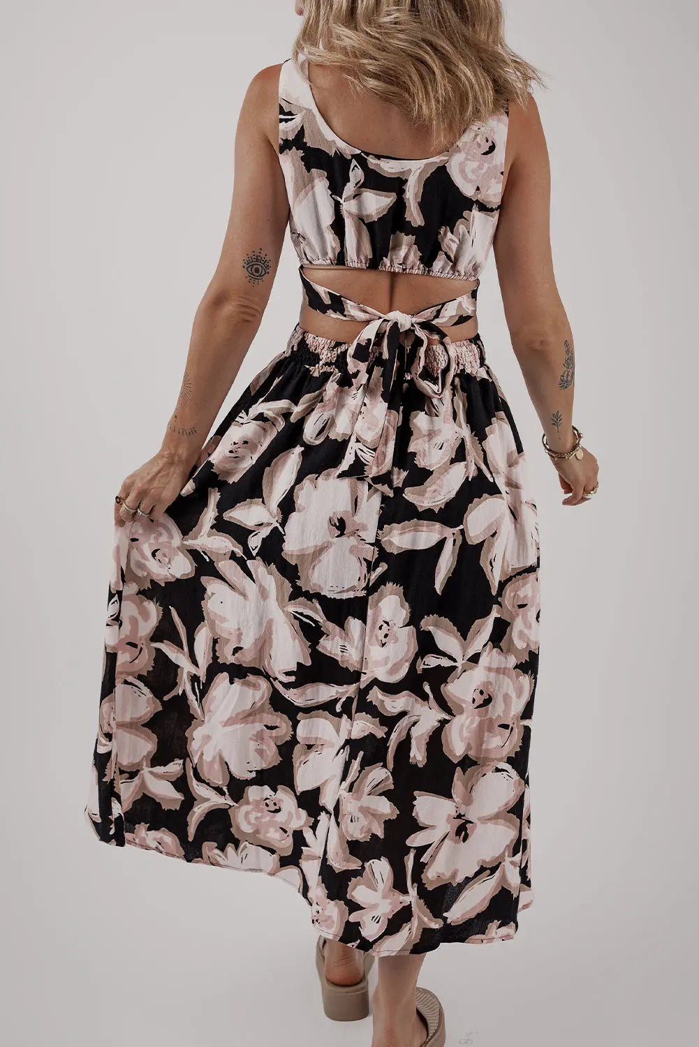 Black Floral Cutout Sleeveless Maxi Dress Florida Girl Fashion Boutique