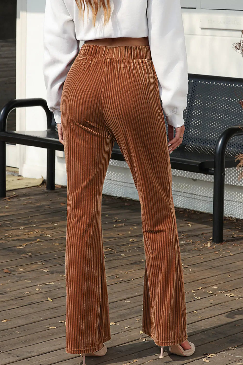 Brown Ribbed Velvet Flare Pants Florida Girl Fashion Boutique
