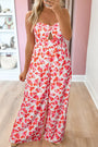 Floral Print Twisted Bandeau Wide Leg Jumpsuit Florida Girl Fashion Boutique