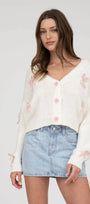Bow Detailed Cropped Cardi Blu Pepper