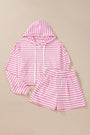 Pink Stripe Hoodie and Shorts Set Florida Girl Fashion Boutique