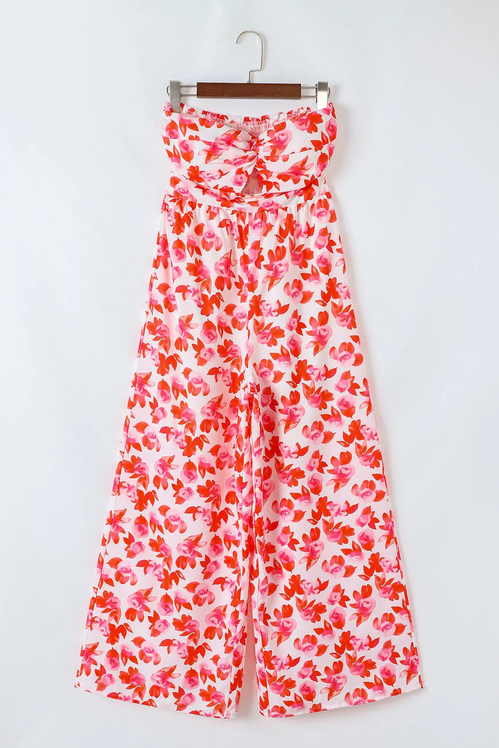 Floral Print Twisted Bandeau Wide Leg Jumpsuit Florida Girl Fashion Boutique