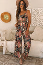 Black Floral Print Belted Sleeveless Wide Leg Jumpsuit Florida Girl Fashion Boutique