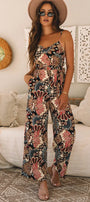 Black Floral Print Belted Sleeveless Wide Leg Jumpsuit Florida Girl Fashion Boutique