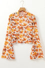 Boho Orange Floral Bell Sleeve Top Florida Girl Fashion Boutique