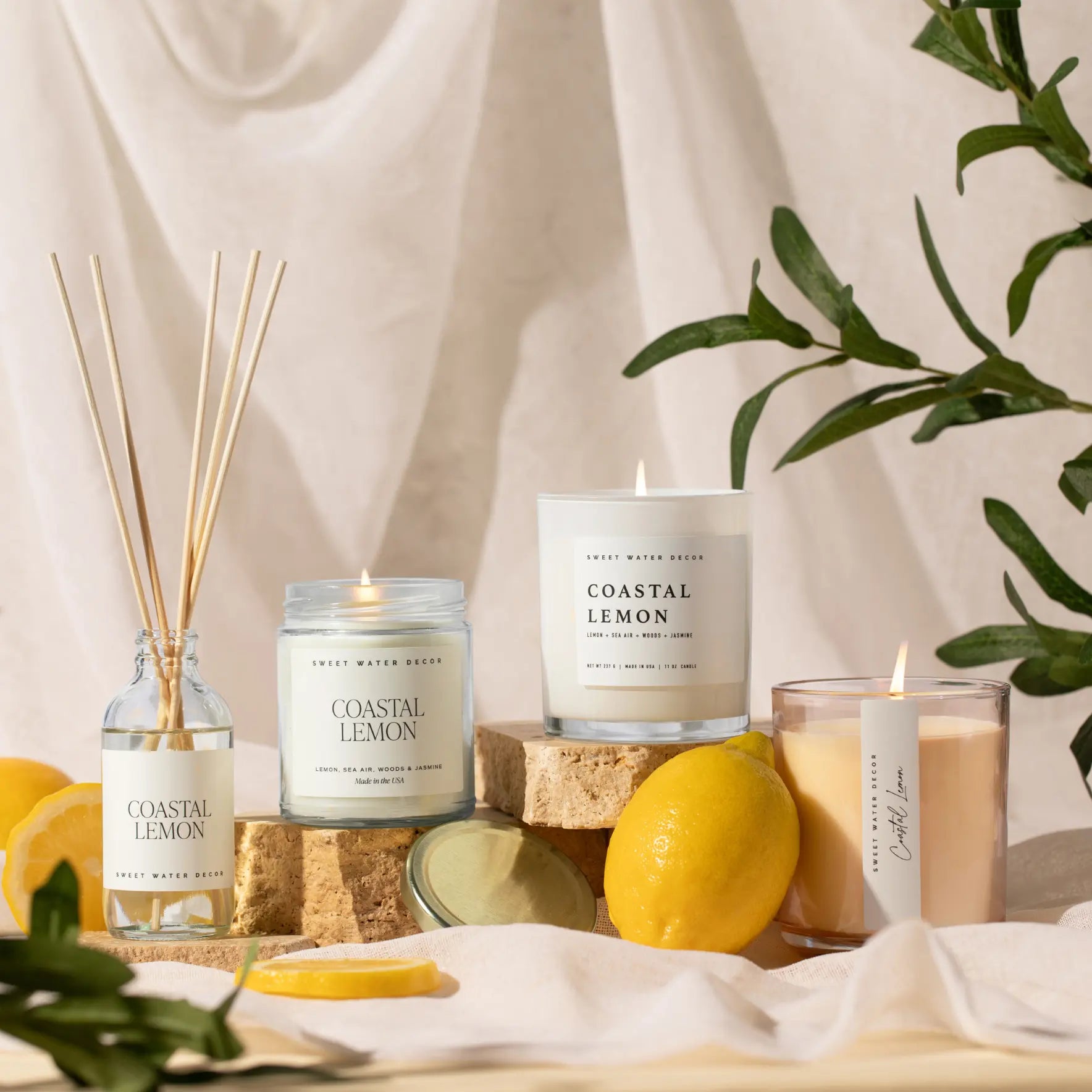 Coastal Lemon 11 oz Soy Candle Sweet Water Decor