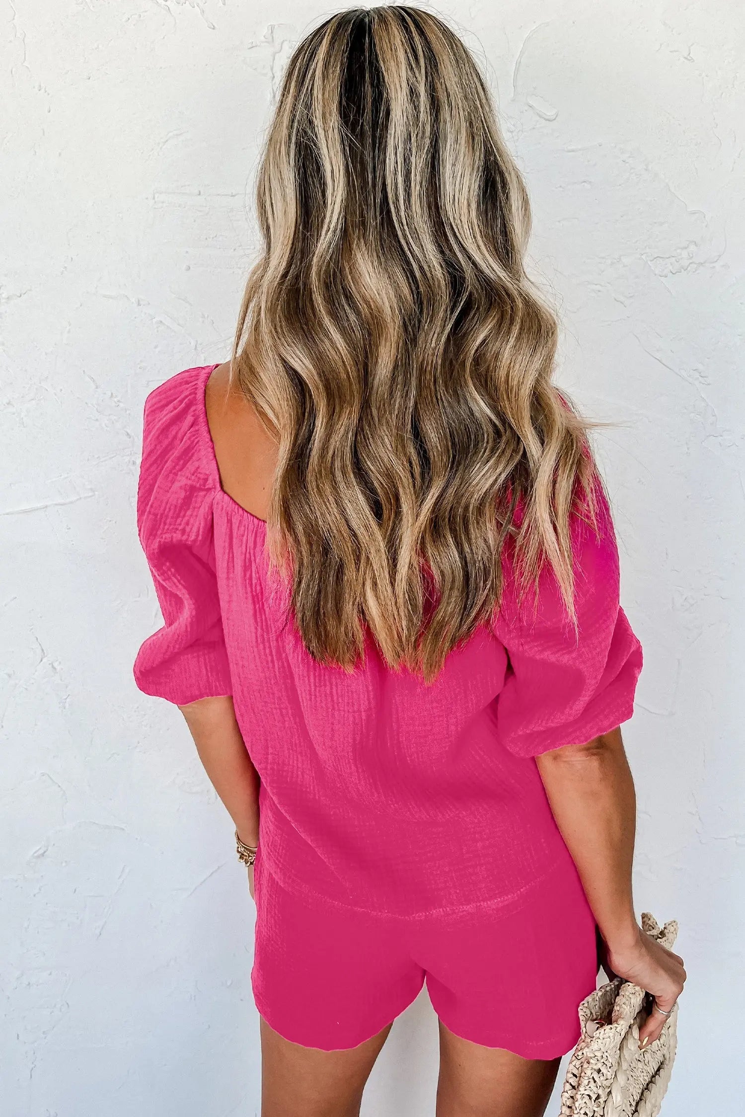 Pink Puff Sleeve Top and Shorts Set Florida Girl Fashion Boutique