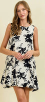 FLORAL JACQUARD BUBBLE HEM MINI DRESS - 28129D Doe and Rae