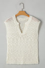 Beige Notched V Neck Short Sleeve Sweater Florida Girl Fashion Boutique