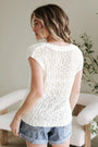 Beige Notched V Neck Short Sleeve Sweater Florida Girl Fashion Boutique