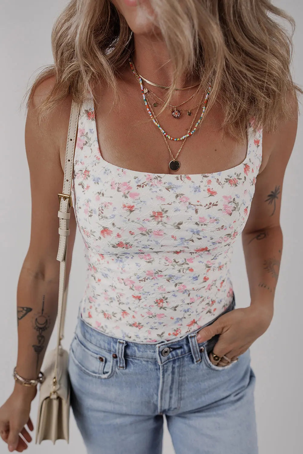 Floral Square Neck Bodysuit Florida Girl Fashion Boutique