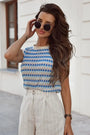 Blue Stripe Geometric Print Sweater Vest Florida Girl Fashion Boutique