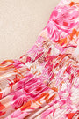 Red Floral Spaghetti Strap Surplice Neck Shirred Waist Mini Dress Florida Girl Fashion Boutique