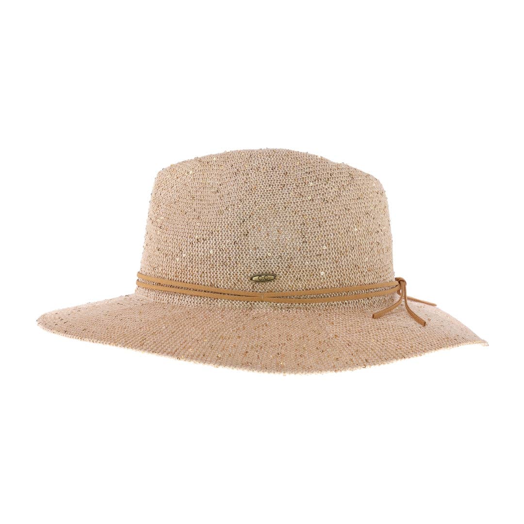 Knit Sequin Adorned Panama Hat C.C Beanie