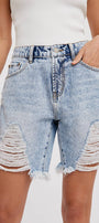 Ripped Boyfriend Denim Shorts Bluivy