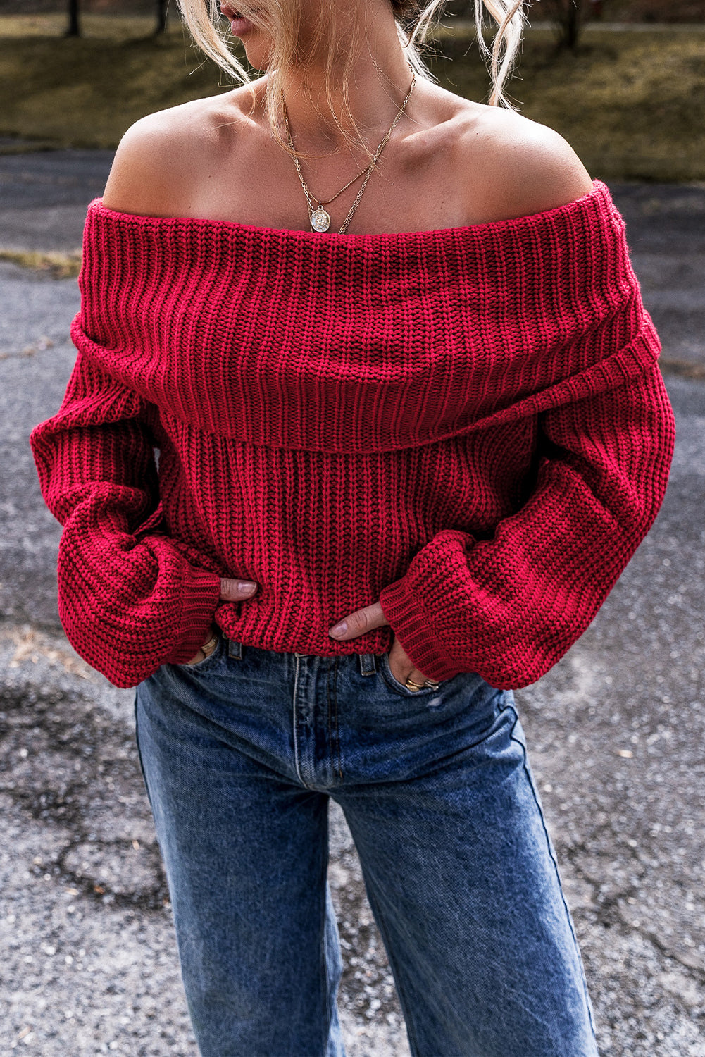 Off Shoulder Knit Sweater Florida Girl Fashion Boutique
