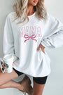 White MAMA Bowknot Embroidered Ribbed Pullover Sweatshirt Florida Girl Fashion Boutique