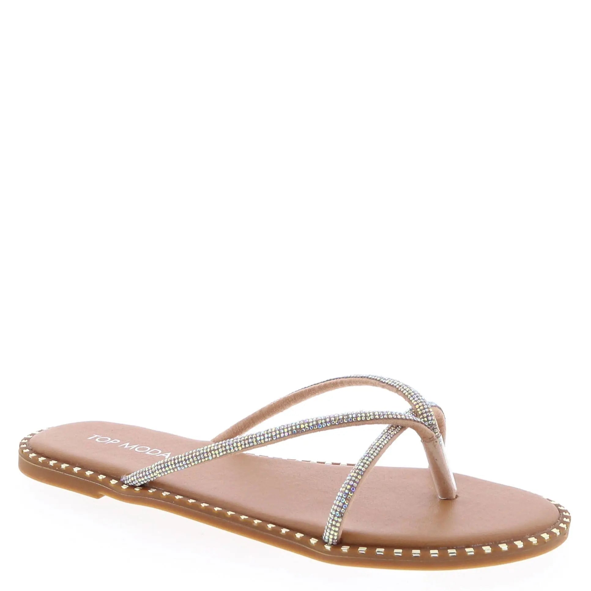 Rhinestone Studded Flip Flops Stella Shoes