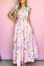 Pink Smocked Knot Shoulder Maxi Florida Girl Fashion Boutique