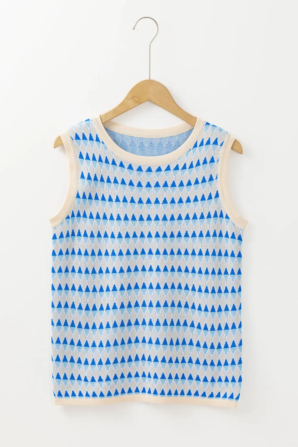 Blue Stripe Geometric Print Sweater Vest Florida Girl Fashion Boutique