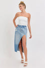 Cello High Rise Midi Skirt with Curved Cutout Cello Jeans
