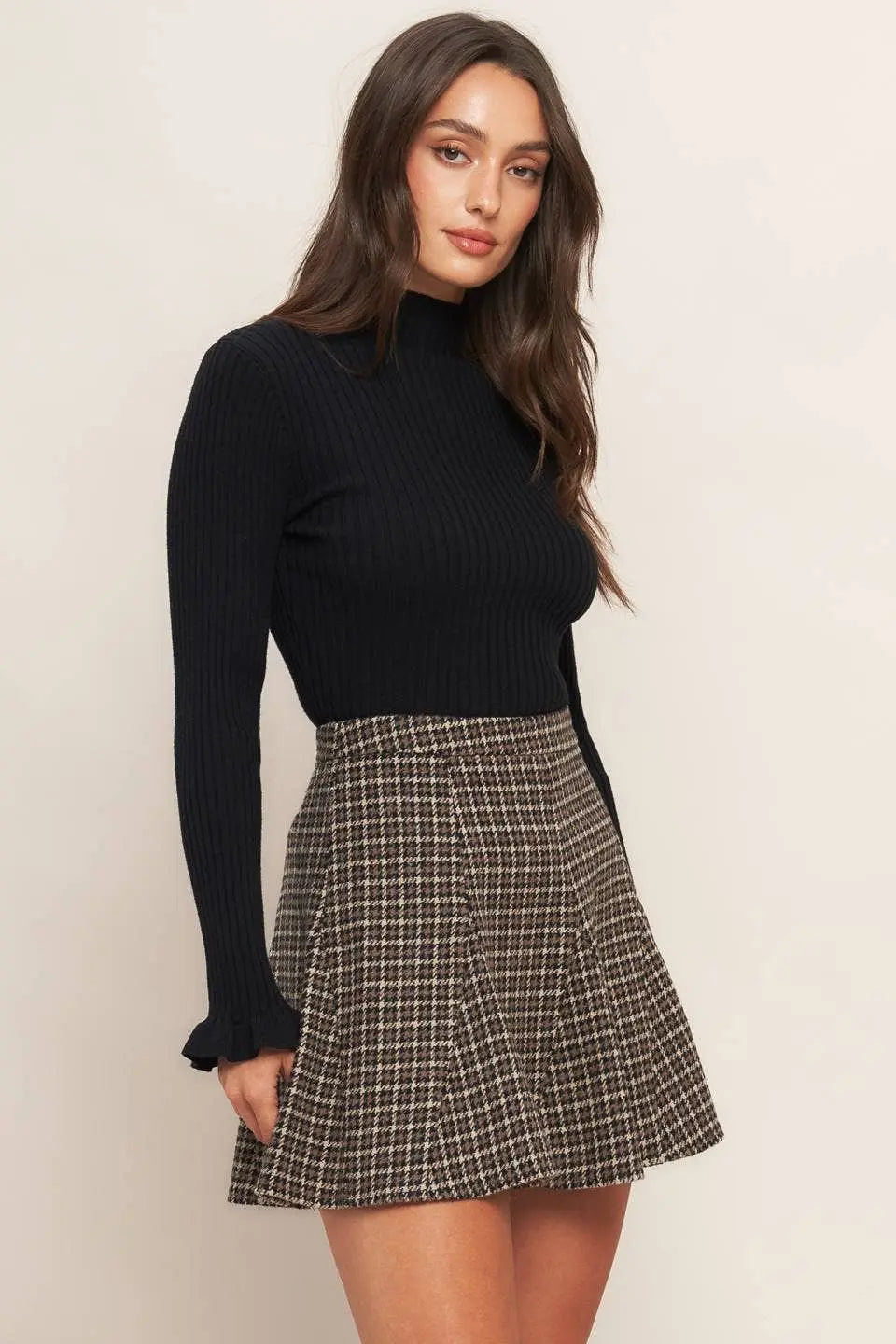 A tweed woven skirt - IK7717 FLYING TOMATO