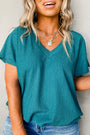 Saphire V Neck Bubble Hem Blouse Florida Girl Fashion Boutique