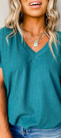 Saphire V Neck Bubble Hem Blouse Florida Girl Fashion Boutique