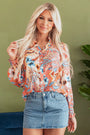 Floral Print Shirred Cuff Buttoned Loose Shirt Florida Girl Fashion Boutique