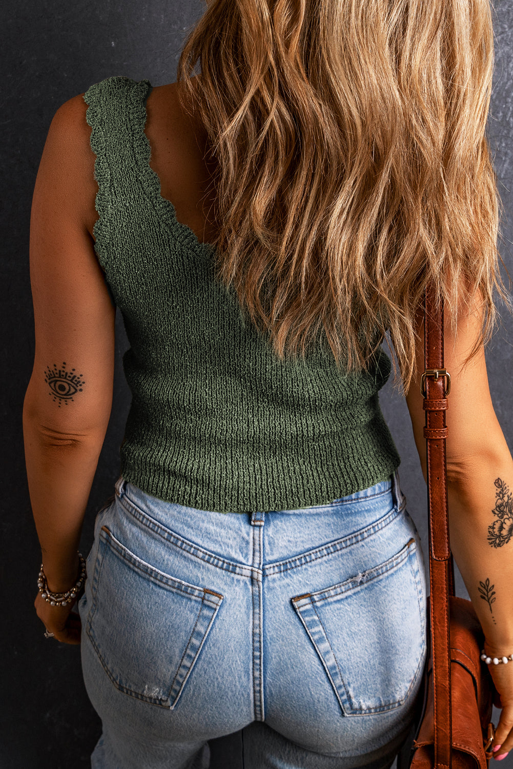 Sage Scallop Knit Tank