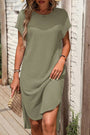 Green Waffle Textured T-Shirt Dress Florida Girl Fashion Boutique