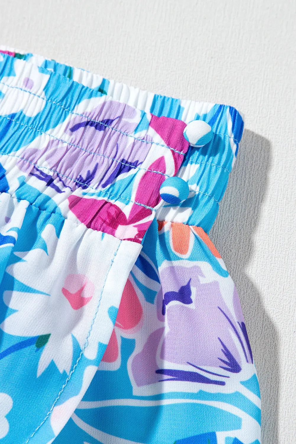 Blue Floral Printed High Waist Split Wrap Long Skirt Florida Girl Fashion Boutique
