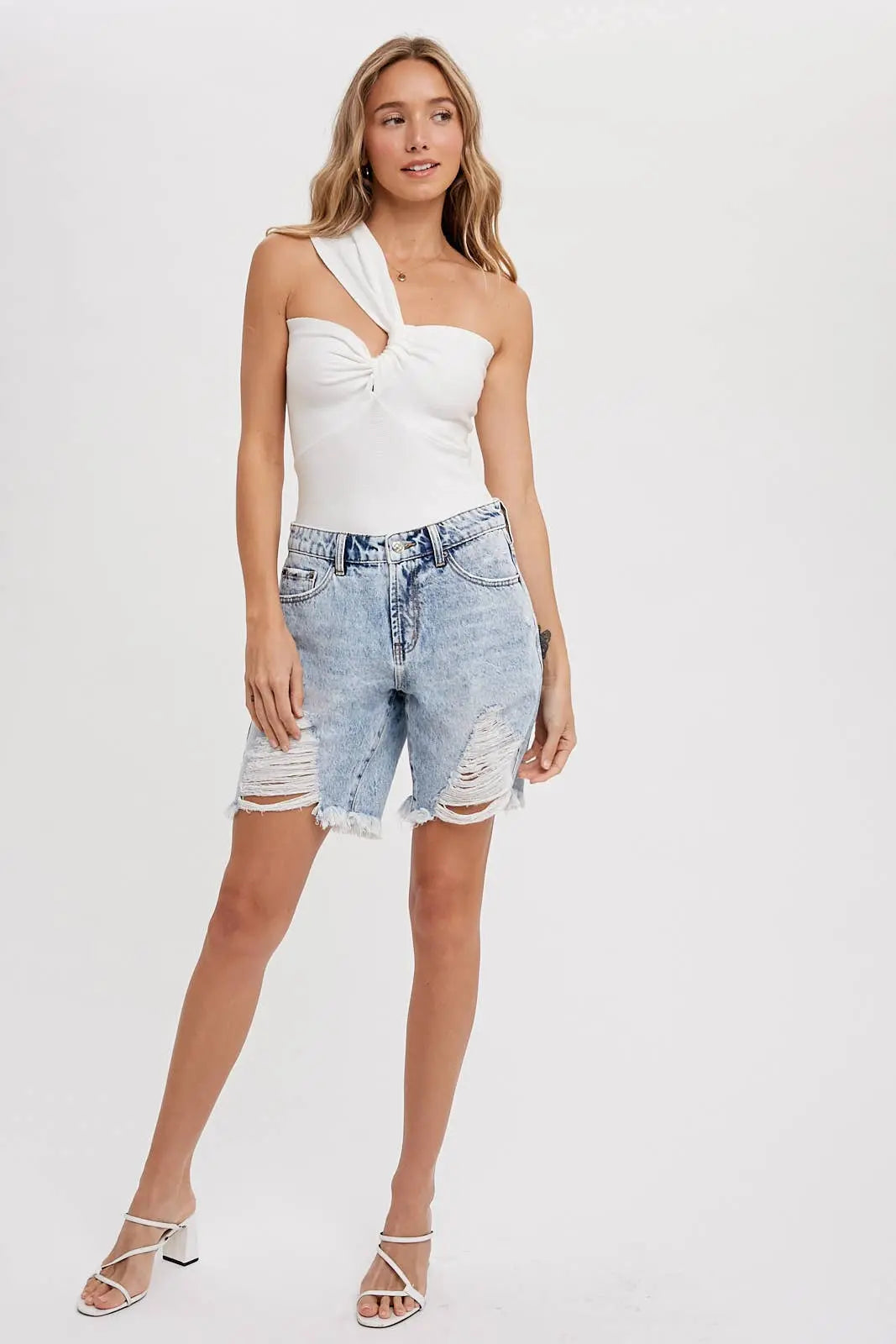 Ripped Boyfriend Denim Shorts Bluivy