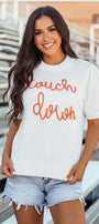White Touchdown Tinsel Puff Short Sleeve Crew Neck Sweater Florida Girl Fashion Boutique