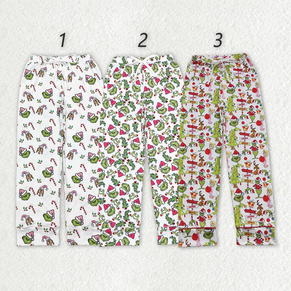 3 Colors Adult Women Christmas Green Face Bottom Pants Pajamas Aier Wholesale