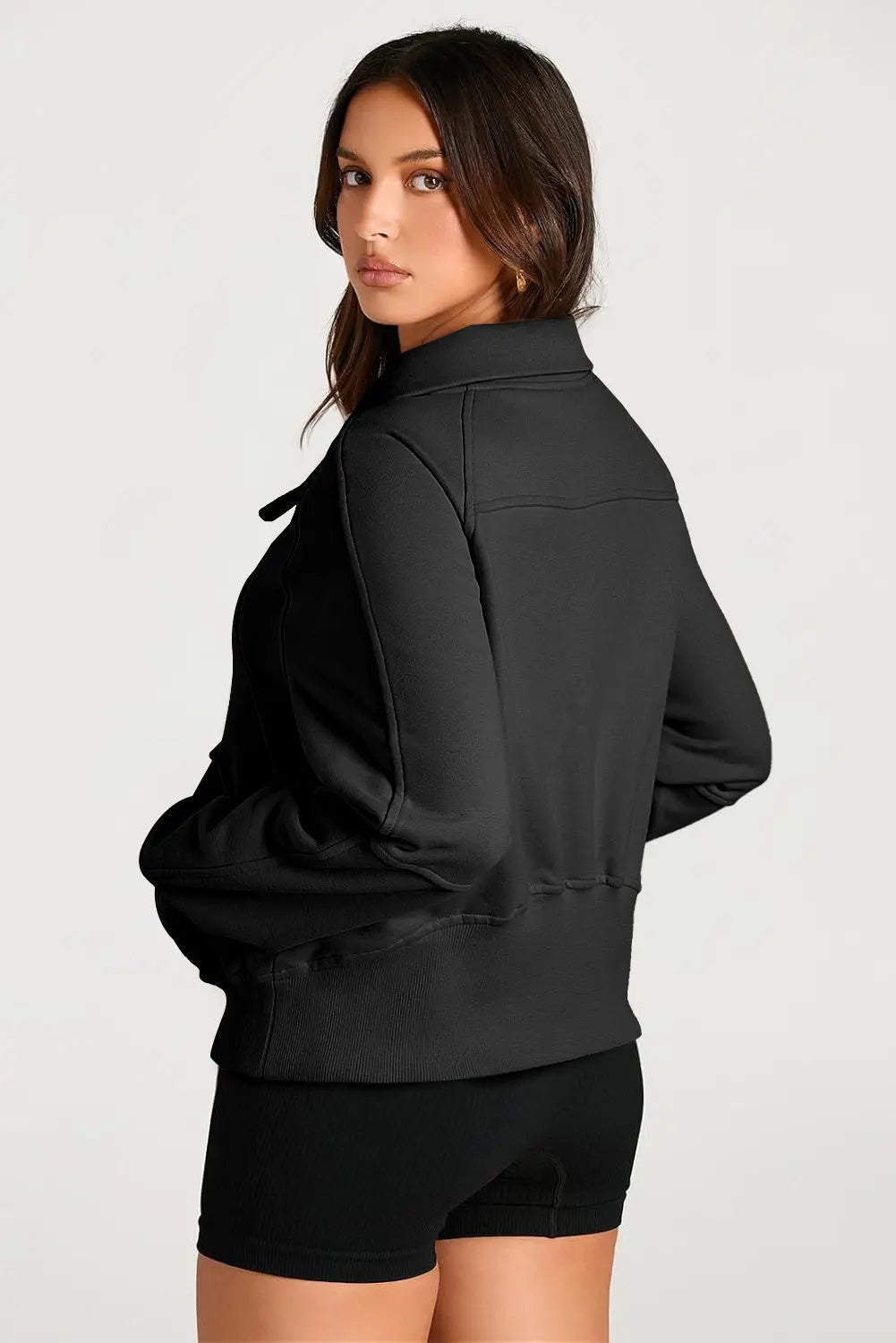 Black Quarter-Zip Pullover Florida Girl Fashion Boutique