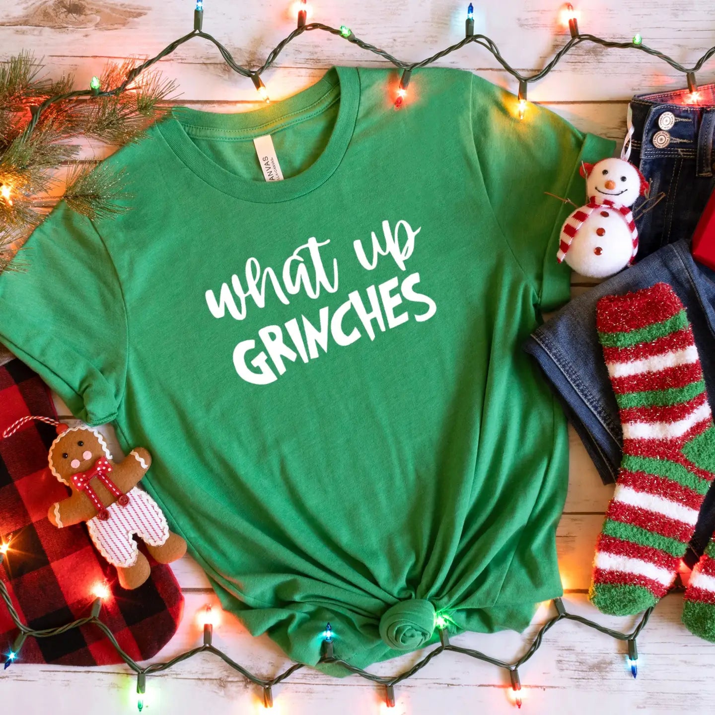 What Up Grinches Christmas Tee - Green