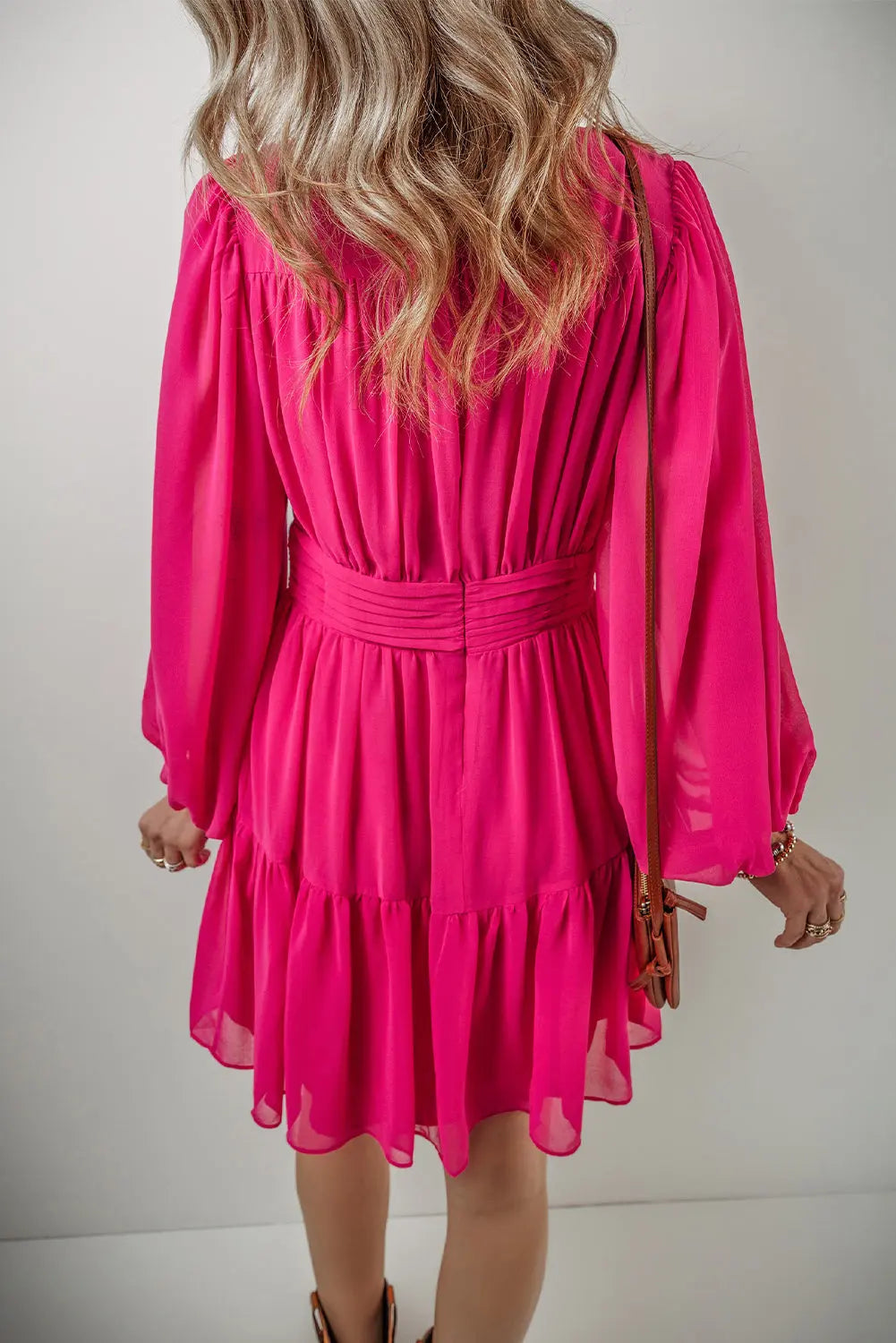 Hot Pink Long Sleeve Tiered Mini Dress Florida Girl Fashion Boutique