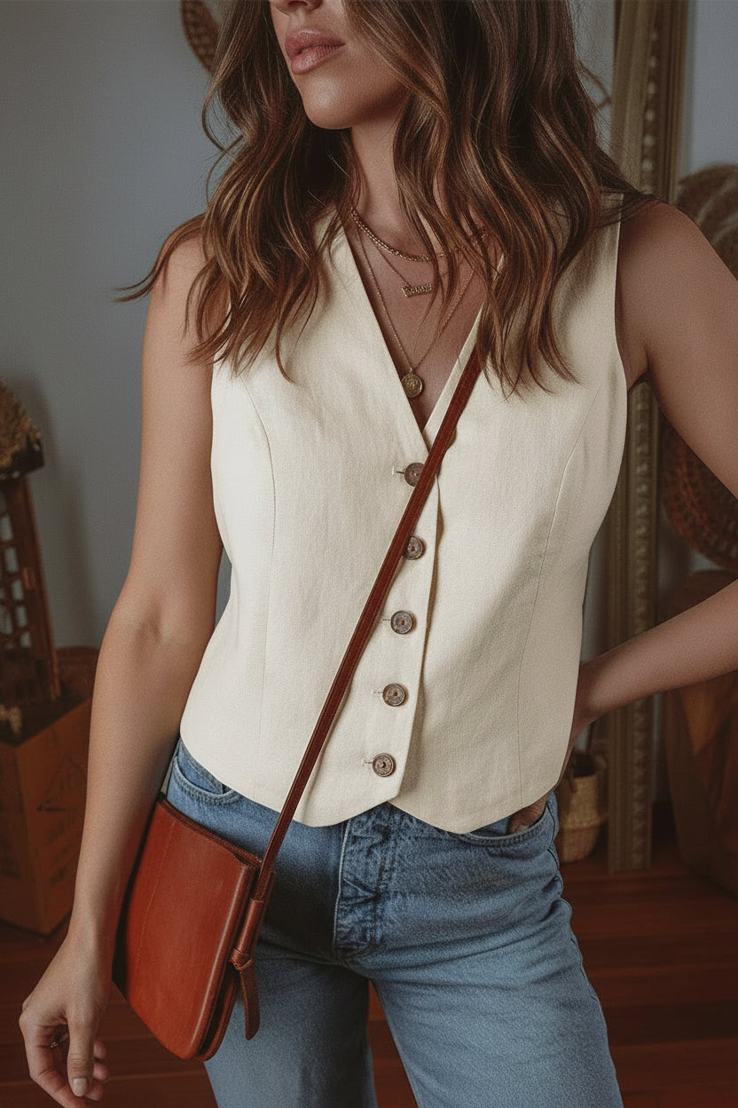Slim Buttoned Vest Florida Girl Fashion Boutique
