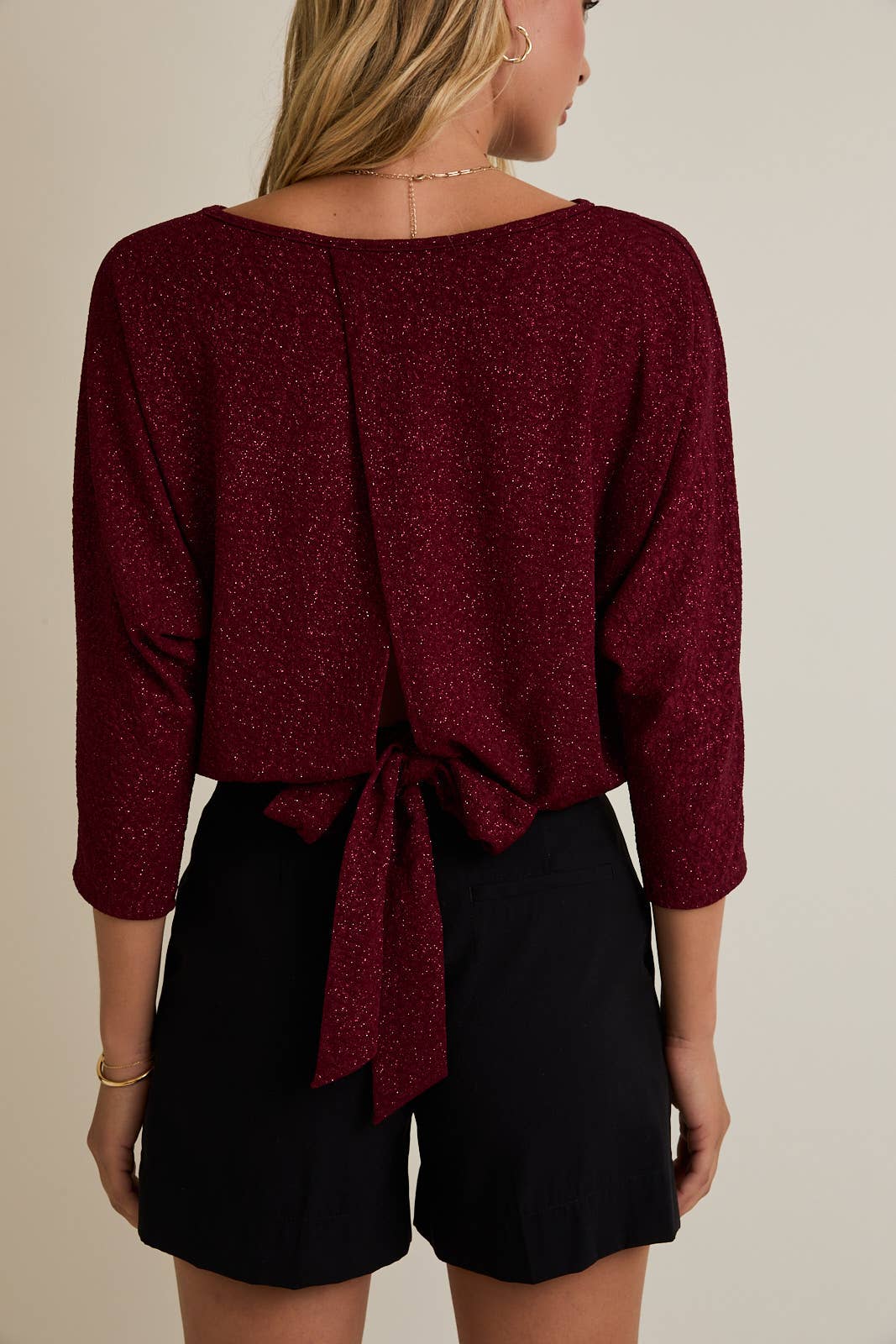 Shimmer Open Back Tie Top