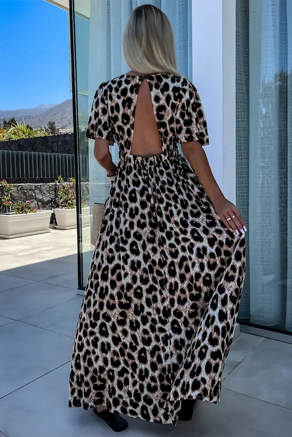 Leopard Open Back Maxi Dress Florida Girl Fashion Boutique