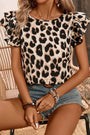 Leopard Layered Ruffle Sleeve Blouse Florida Girl Fashion Boutique