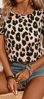 Leopard Layered Ruffle Sleeve Blouse Florida Girl Fashion Boutique