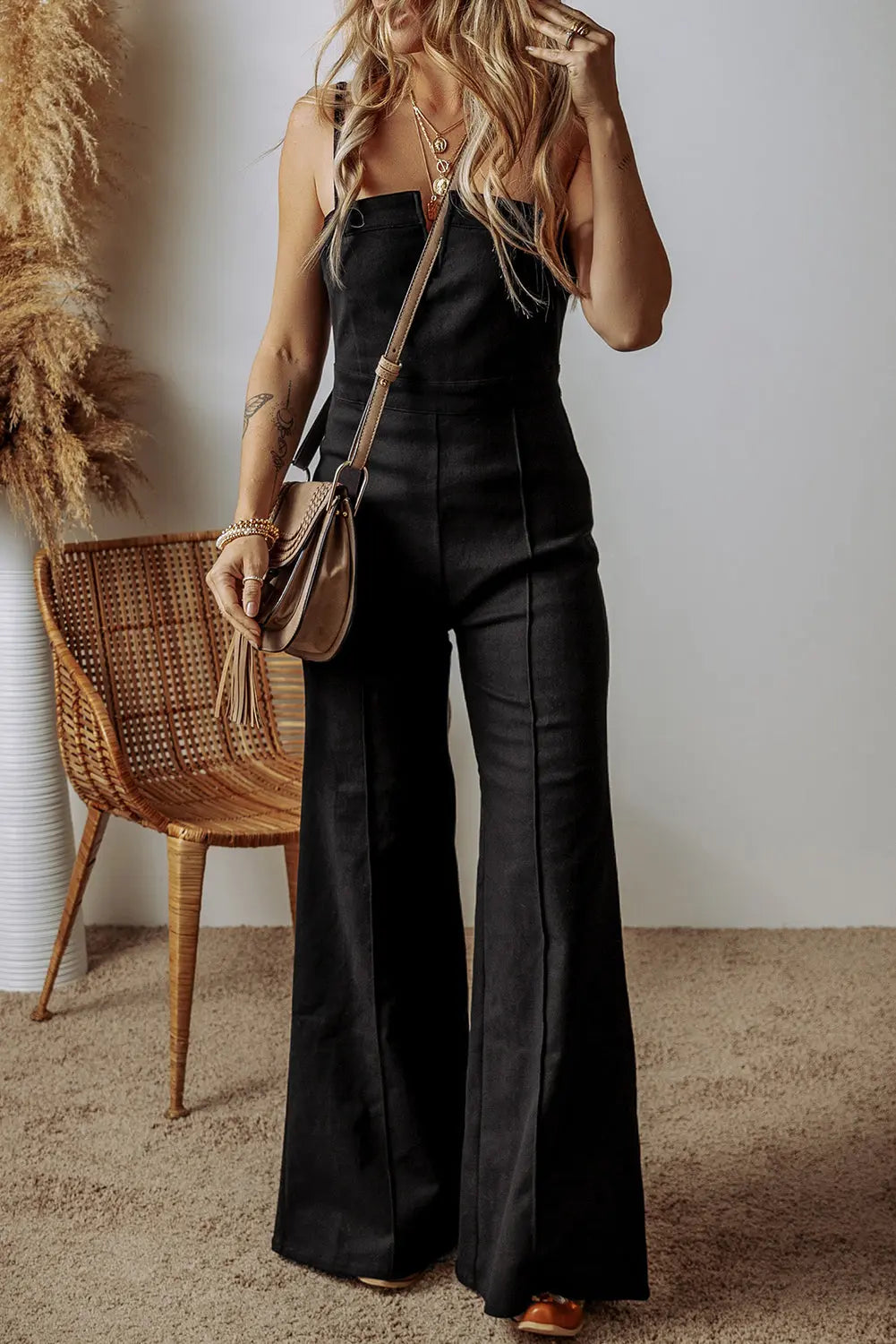 Denim Spaghetti Strap Jumpsuit Florida Girl Fashion Boutique