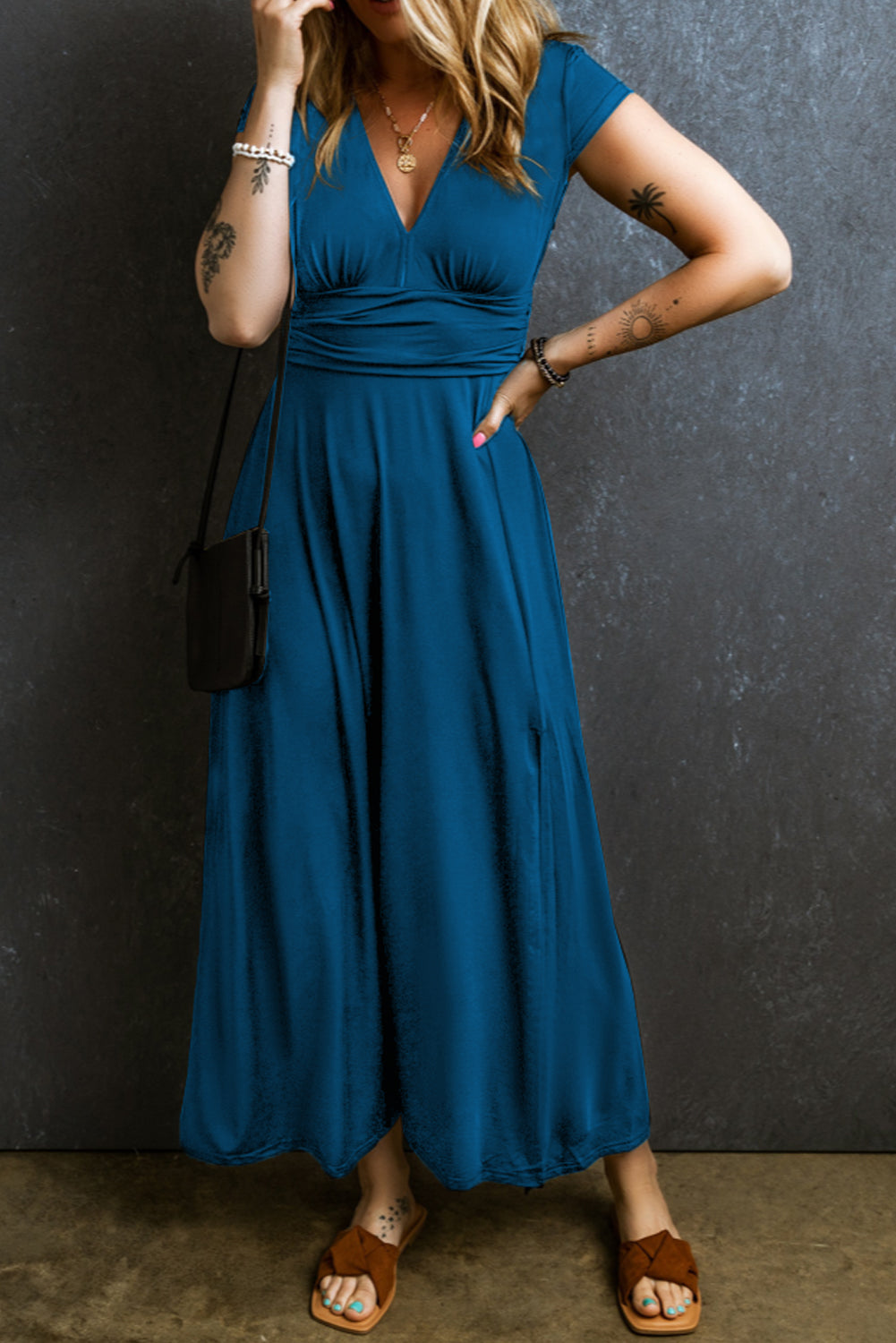 Shirred High Waist Maxi Dress Florida Girl Fashion Boutique