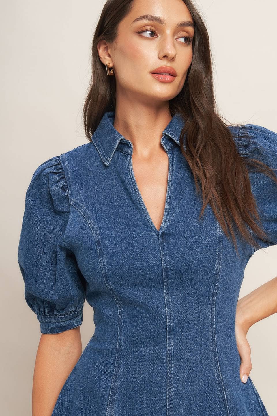 A washed denim mini dress - ID22983 FLYING TOMATO