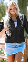 Faux Leather Bomber Jacket Florida Girl Fashion Boutique