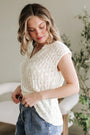 Beige Notched V Neck Short Sleeve Sweater Florida Girl Fashion Boutique